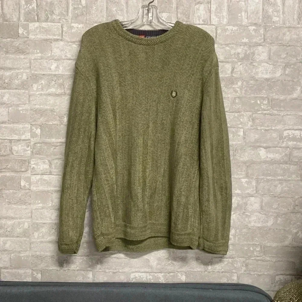 Men’s Chaps cotton green knit crew neck sweater